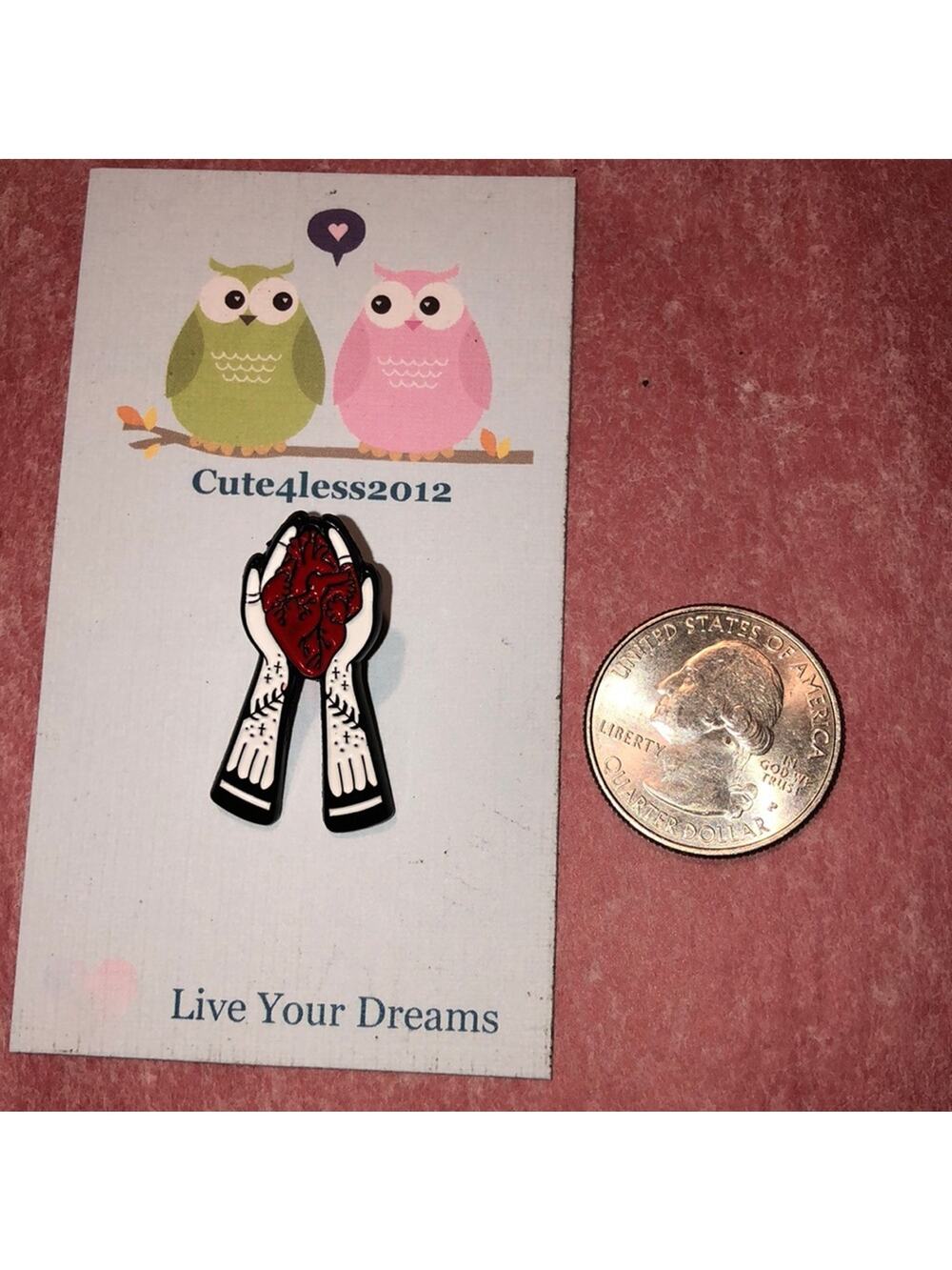 Heart in Hands Pin Brooch